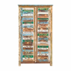 Armoire<Made in Meubles Armoire à lattes en bois coloré Ethnik