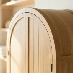 Armoire<Made in Meubles Armoire arrondie en bois d'orme Alicia
