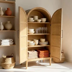 Armoire<Made in Meubles Armoire arrondie en bois d'orme Alicia