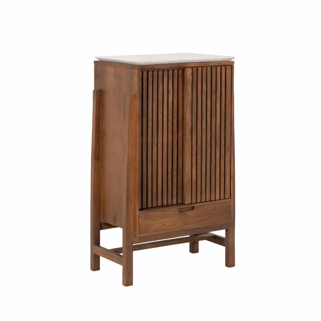 Armoire<Made in Meubles Armoire en bois d'acacia et terrazzo Kaelis