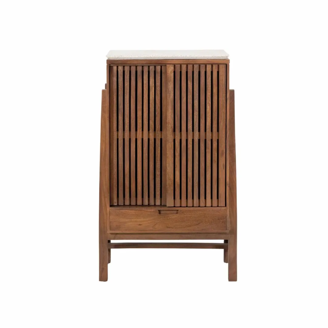 Armoire<Made in Meubles Armoire en bois d'acacia et terrazzo Kaelis