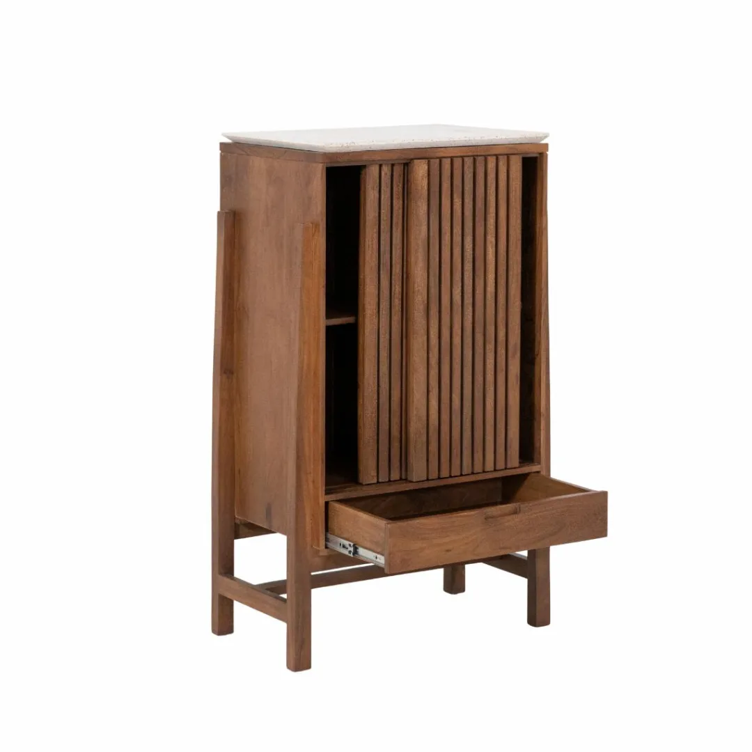 Armoire<Made in Meubles Armoire en bois d'acacia et terrazzo Kaelis