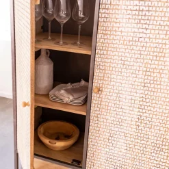 Armoire<Made in Meubles Armoire sculpté en bois de manguier et métal Luz