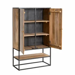 Armoire<Made in Meubles Armoire sculpté en bois de manguier et métal Luz