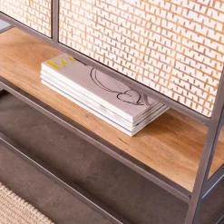 Armoire<Made in Meubles Armoire sculpté en bois de manguier et métal Luz