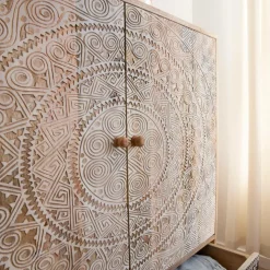 Armoire<Made in Meubles Armoire sculptée en bois de manguier Marc