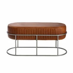 Banc<Made in Meubles Banc arrondi en cuir marron Gaby