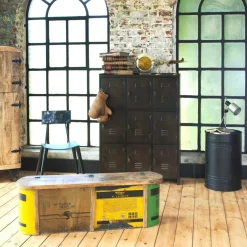 Banc<Made in Meubles Banc coffre en bois et métal recyclé Victorine