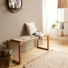 Banc<Made in Meubles Banc en bois d'acacia et laine Marietta