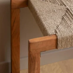 Banc<Made in Meubles Banc en bois d'acacia et laine Marietta