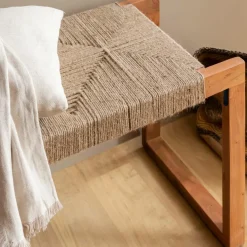 Banc<Made in Meubles Banc en bois d'acacia et laine Marietta