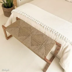 Banc<Made in Meubles Banc en bois d'acacia et laine Marietta