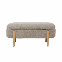Banc<Made in Meubles Banc en bois de pin et tissu bouclette gris clair Nério
