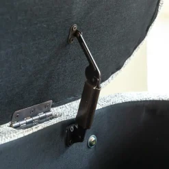 Banc<Made in Meubles Banc en bois de pin et tissu bouclette gris clair Nério