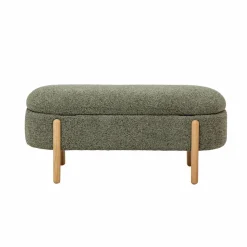Banc<Made in Meubles Banc en bois de pin et tissu bouclette  vert Nério