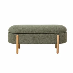 Banc<Made in Meubles Banc en bois de pin et tissu bouclette  vert Nério