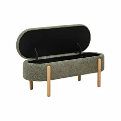 Banc<Made in Meubles Banc en bois de pin et tissu bouclette  vert Nério
