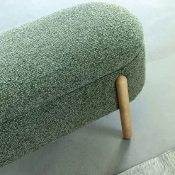 Banc<Made in Meubles Banc en bois de pin et tissu bouclette  vert Nério
