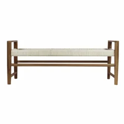 Banc<Made in Meubles Banc en bois de teck et tissu Pénélope