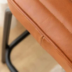 Banc<Made in Meubles Banc en cuir marron et métal noir Lucien