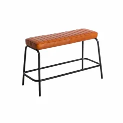 Banc<Made in Meubles Banc en cuir marron et métal noir Lucien