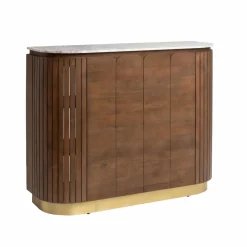 Meuble Bar<Made in Meubles Bar en bois de manguier et marbre blanc Sienne