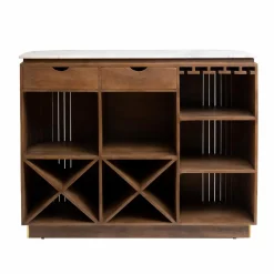 Meuble Bar<Made in Meubles Bar en bois de manguier et marbre blanc Sienne