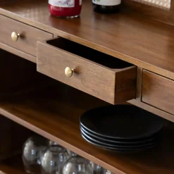 Meuble Bar<Made in Meubles Bar en bois de manguier et cannage Remick