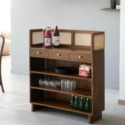 Meuble Bar<Made in Meubles Bar en bois de manguier et cannage Remick