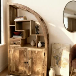 Bibliothèque<Made in Meubles Bibliothèque asymétrique en bois d'acacia Nathan