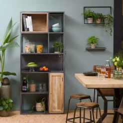 Bibliothèque<Made in Meubles Bibliothèque en bois de manguier et métal Locker