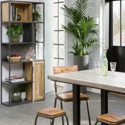 Bibliothèque<Made in Meubles Bibliothèque en bois de manguier et métal Locker