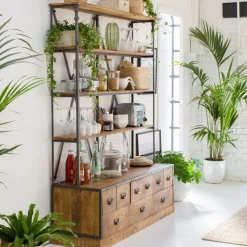 Bibliothèque<Made in Meubles Bibliothèque en métal et bois de manguier Marcel