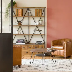 Bibliothèque<Made in Meubles Bibliothèque en métal et bois de manguier Marcel