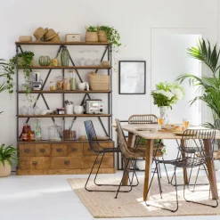 Bibliothèque<Made in Meubles Bibliothèque en métal et bois de manguier Marcel