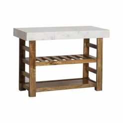 Ilot Central<Made in Meubles Billot en marbre et bois Louca