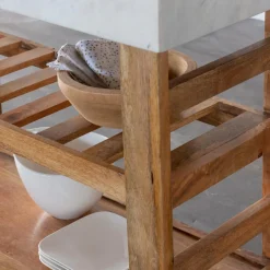 Ilot Central<Made in Meubles Billot en marbre et bois Louca