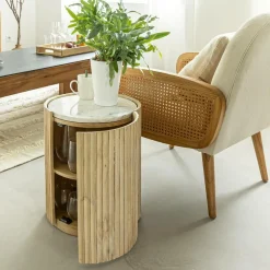 Bout De Canapé & Sellette<Made in Meubles Bout de canapé en bois de manguier et marbre Moana