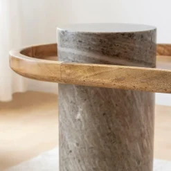 Bout De Canapé & Sellette<Made in Meubles Bout de canapé en bois de manguier et marbre Andréa