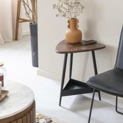 Bout De Canapé & Sellette<Made in Meubles Bout de canapé en bois de manguier et métal noir Tilian