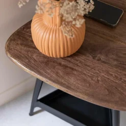 Bout De Canapé & Sellette<Made in Meubles Bout de canapé en bois de manguier et métal noir Tilian