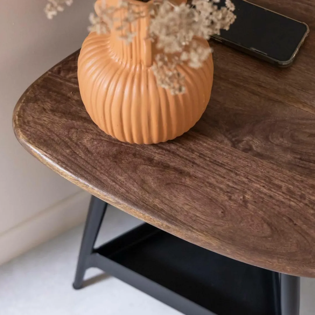 Bout De Canapé & Sellette<Made in Meubles Bout de canapé en bois de manguier et métal noir Tilian