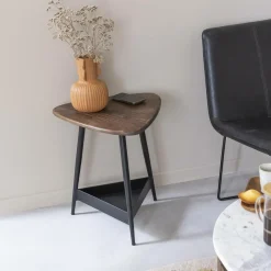 Bout De Canapé & Sellette<Made in Meubles Bout de canapé en bois de manguier et métal noir Tilian