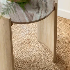 Bout De Canapé & Sellette<Made in Meubles Bout de canapé en bois de manguier et marbre Isabella