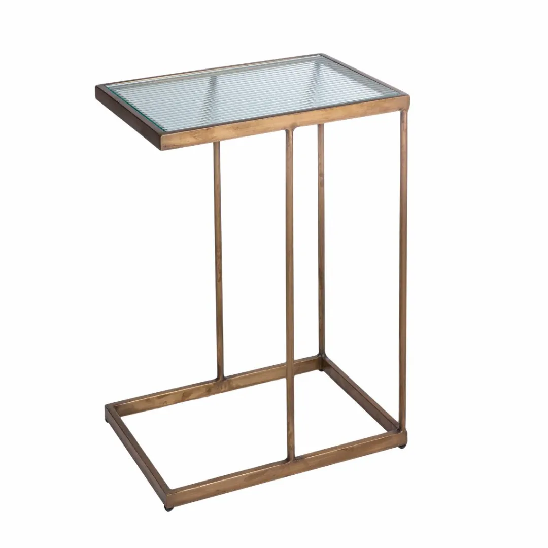 Bout De Canapé & Sellette<Made in Meubles Bout de canapé en métal doré et verre Léa