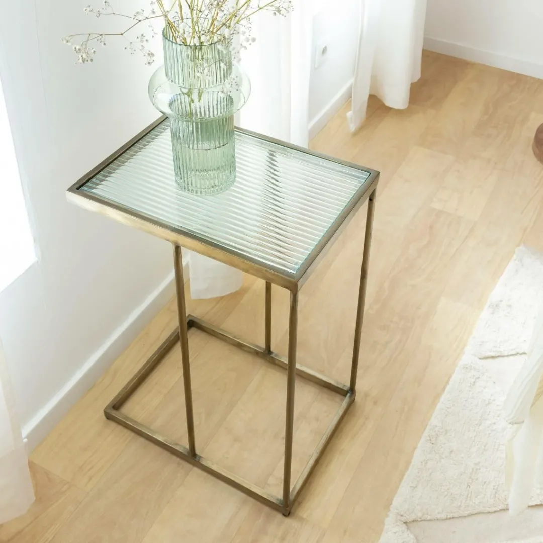 Bout De Canapé & Sellette<Made in Meubles Bout de canapé en métal doré et verre Léa