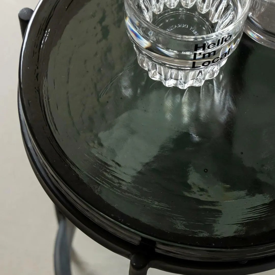 Bout De Canapé & Sellette<Made in Meubles Bout de canapé plateau en verre gris Lise