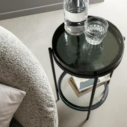 Bout De Canapé & Sellette<Made in Meubles Bout de canapé plateau en verre gris Lise