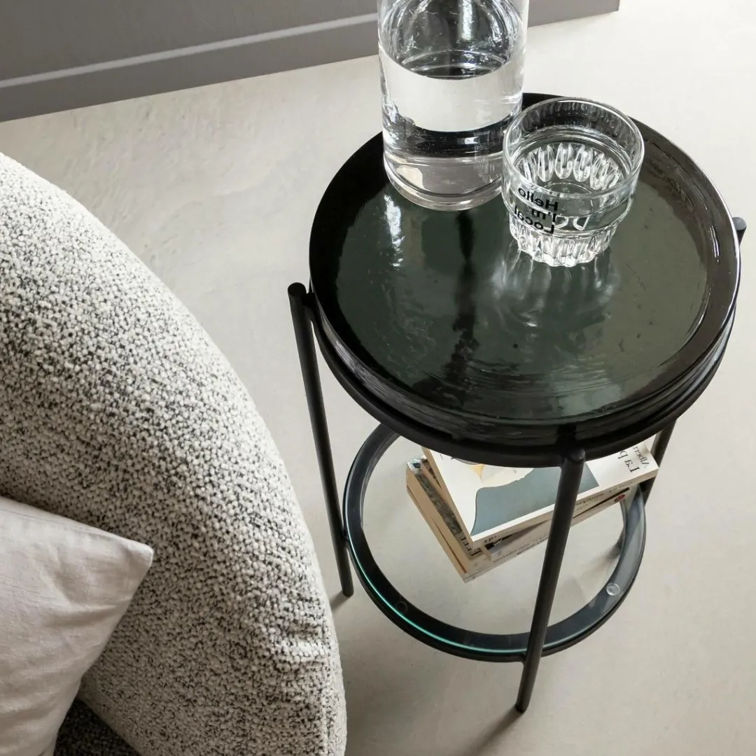 Bout De Canapé & Sellette<Made in Meubles Bout de canapé plateau en verre gris Lise