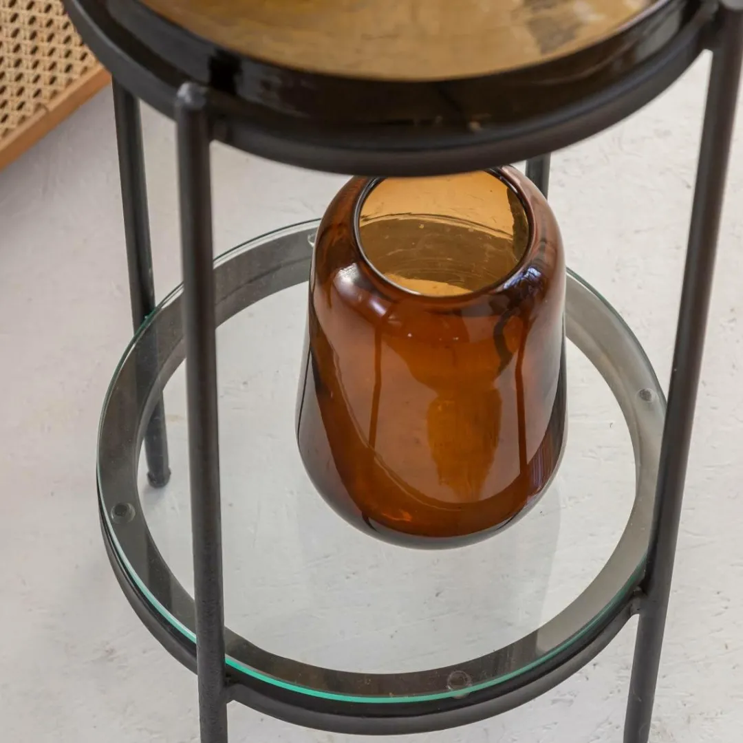 Bout De Canapé & Sellette<Made in Meubles Bout de canapé plateau en verre fumé Lise